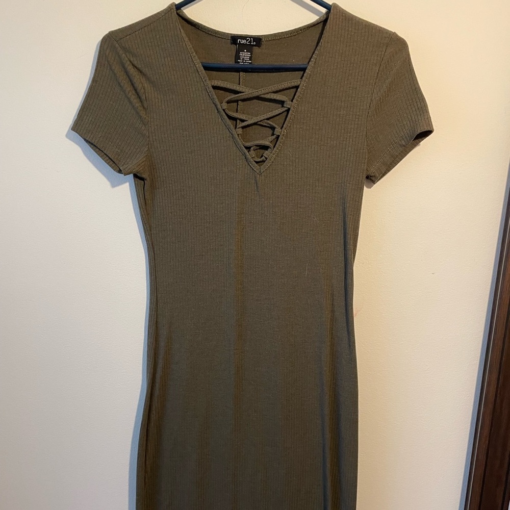 Olive green t shirt dress